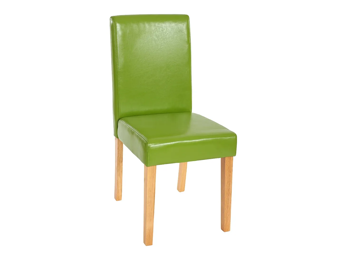 Silla de comedor Littau (set de 4), polipiel, verde, patas claras