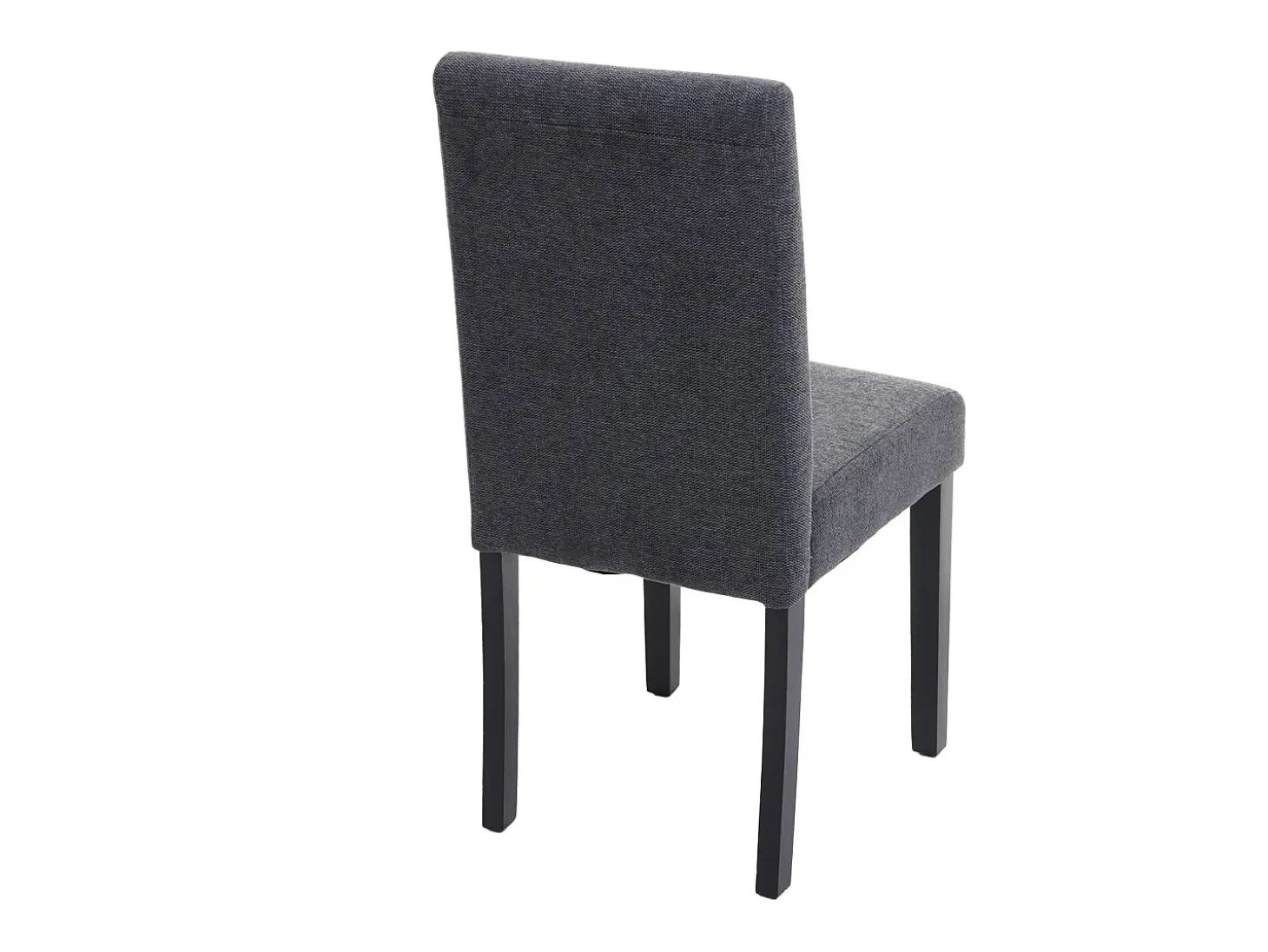 Silla de comedor Littau script (set de 4), textil, gris antracita, patas oscuras