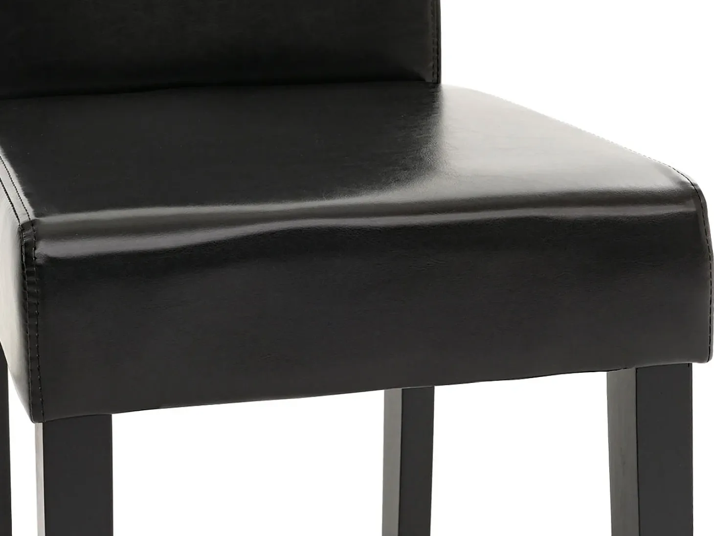 Silla de comedor Littau (set de 2), cuero, negro, patas oscuras