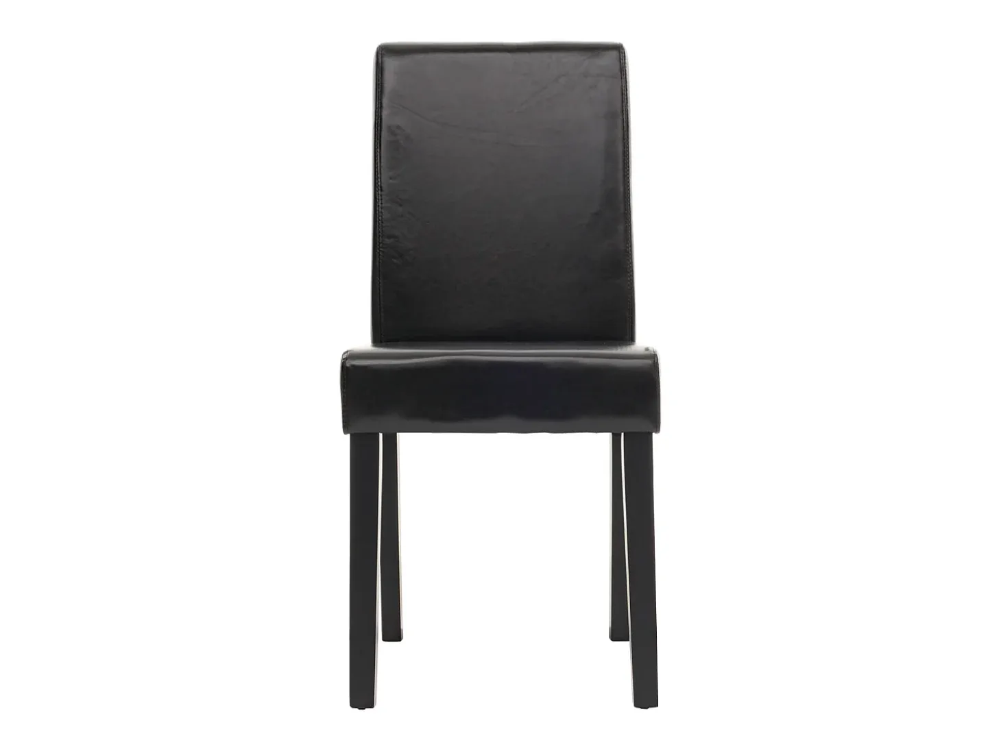 Silla de comedor Littau (set de 4), cuero, patas negras oscuras
