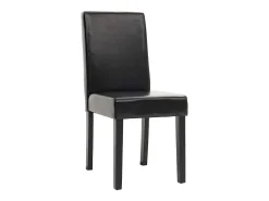 Silla de comedor Littau (set de 4), cuero, patas negras oscuras