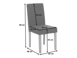 Silla de comedor Littau (set de 2), textil con letras, gris, patas oscuras