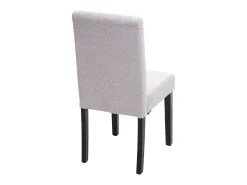 Silla de comedor Littau script (set de 4), textil, crema-beige, patas oscuras