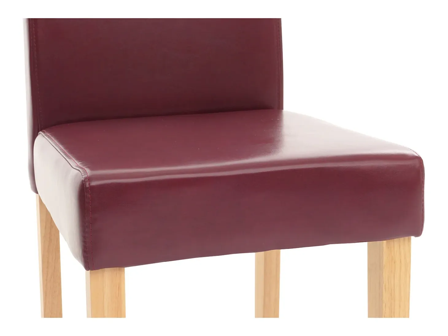 Silla de comedor Littau (set de 4), polipiel, patas rojas claras