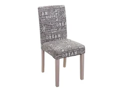 Silla de comedor Littau (set de 2), textil con letras, gris, patas estructura - roble