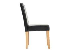Silla de comedor Littau (set de 4), polipiel, patas negras claras