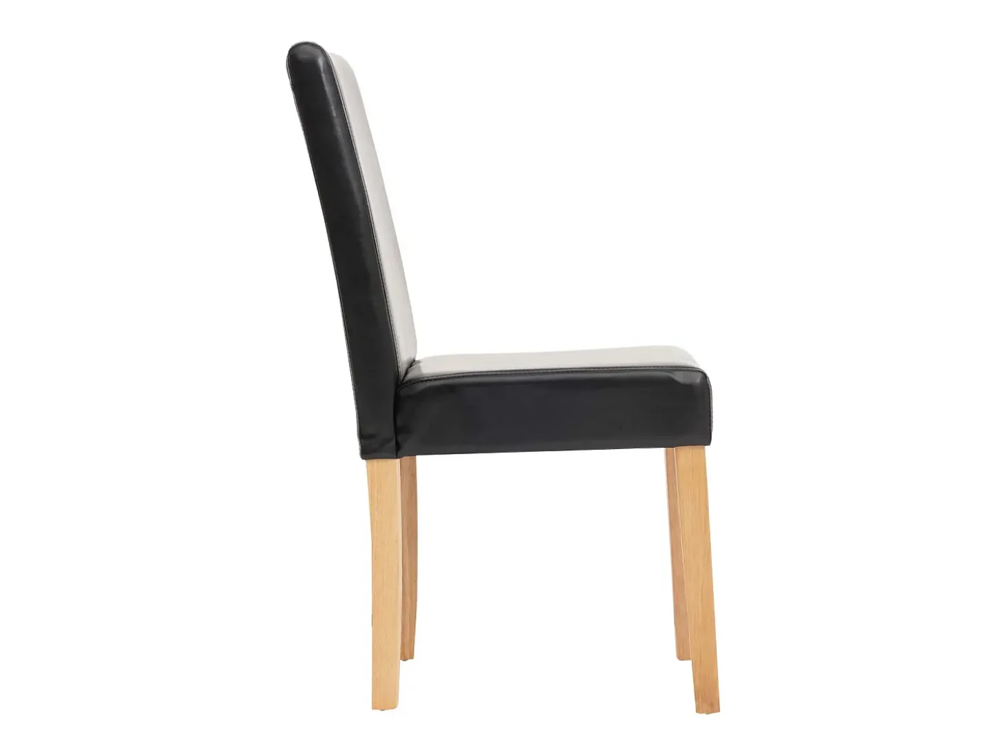 Silla de comedor Littau (set de 4), polipiel, patas negras claras