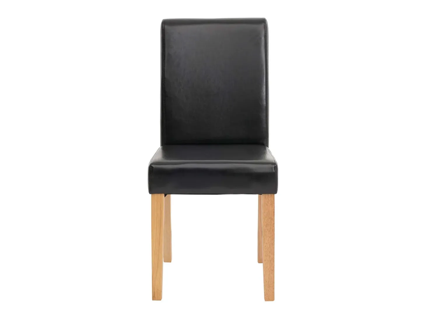Silla de comedor Littau (set de 4), polipiel, patas negras claras