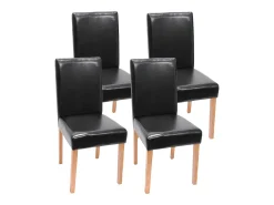 Silla de comedor Littau (set de 4), polipiel, patas negras claras