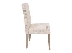 Silla de comedor Littau Schrift (juego de 6), Tejido con inscripción, color crema, estructura de las patas: roble