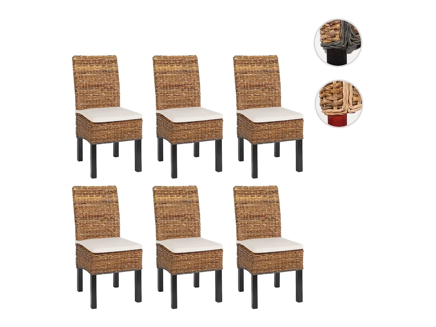 Silla de comedor Loiret (lote de 6), oscuro, con cojín