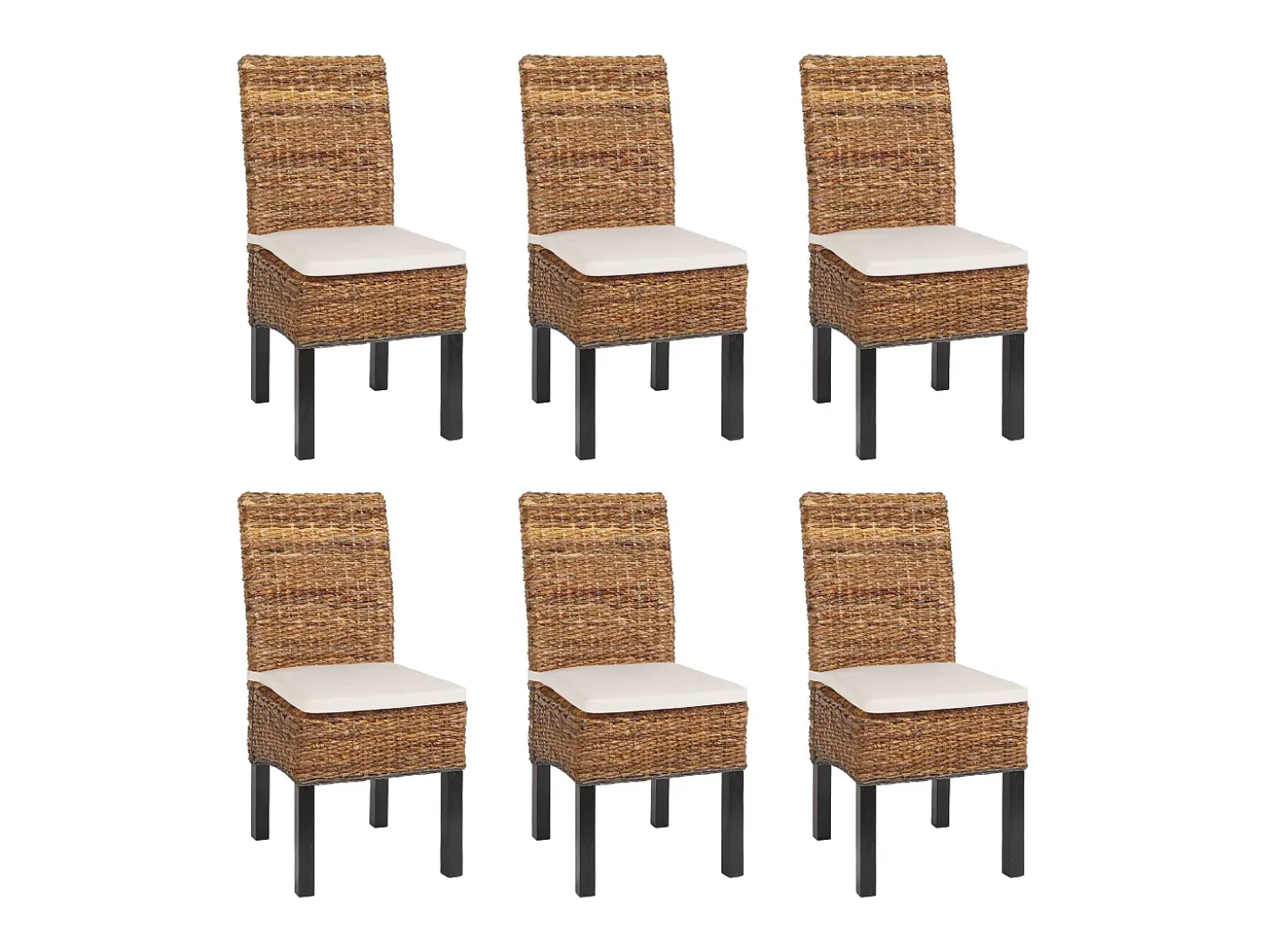 Silla de comedor Loiret (lote de 6), oscuro, con cojín