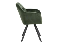Silla de comedor Lola con brazos y retorno giratorio velour verde.