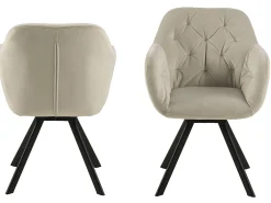 Silla de comedor Lola con brazos y giratoria, color marrón velour.