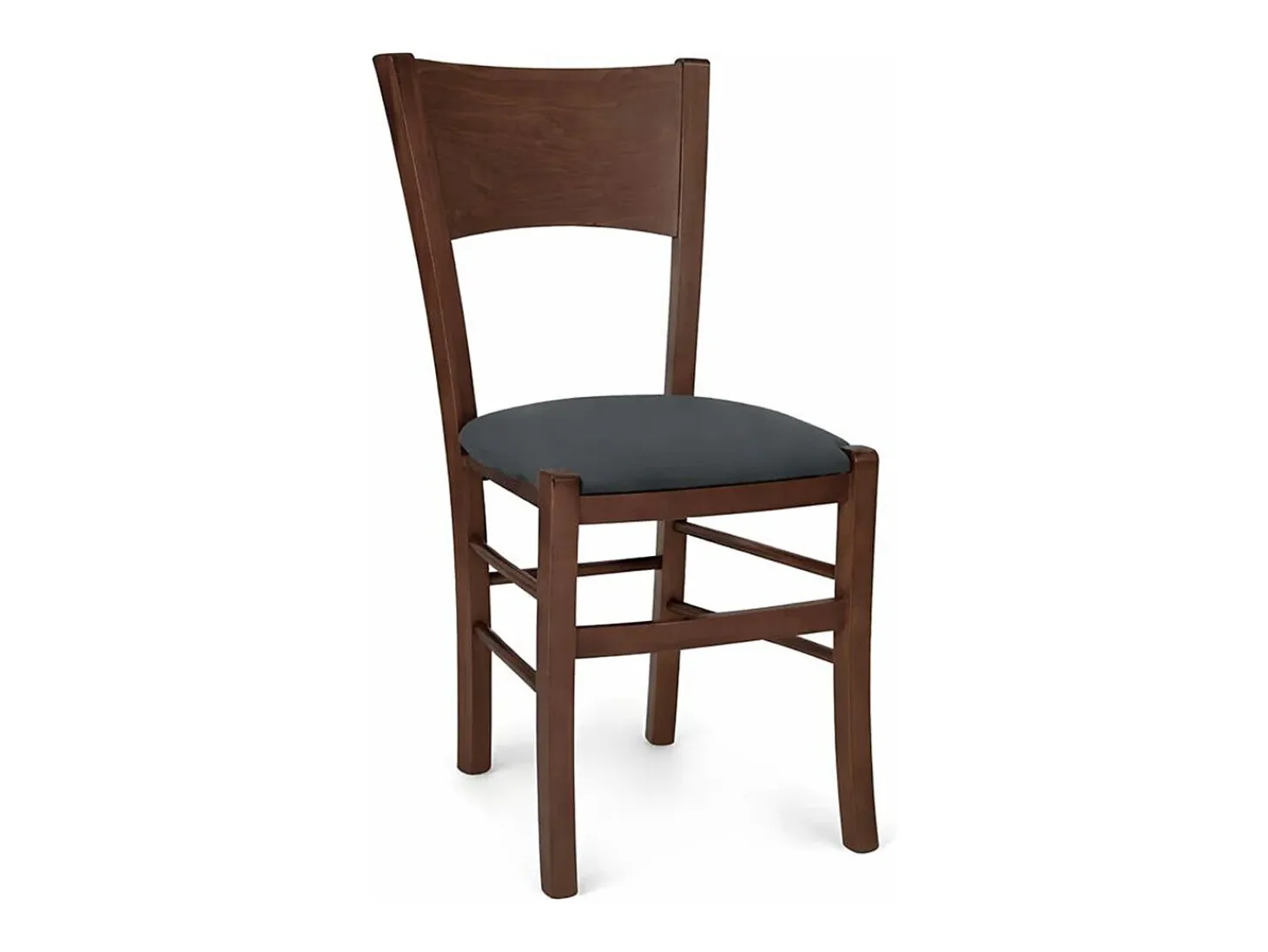 Silla de comedor Lucy en madera de nogal oscuro con asiento acolchado antracita