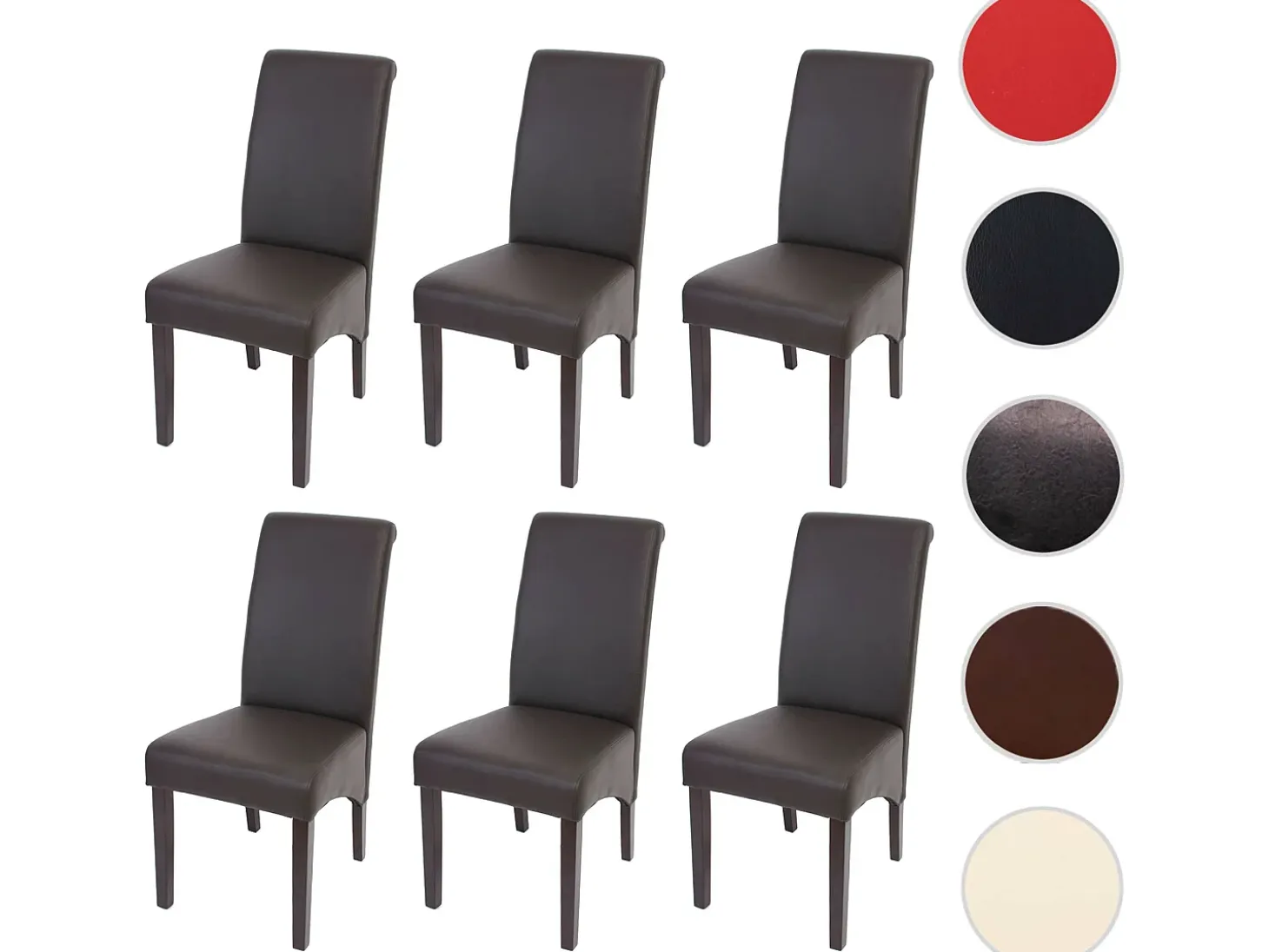 Silla de comedor M37 (juego de 6), polipiel mate, marrón, patas oscuras