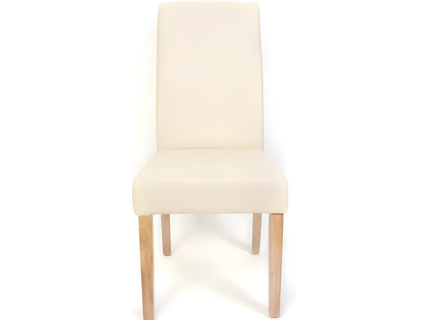 Silla de comedor M37 (juego de 6), piel sintética mate, color crema, patas claras