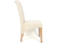 Silla de comedor M37 (juego de 6), piel sintética mate, color crema, patas claras
