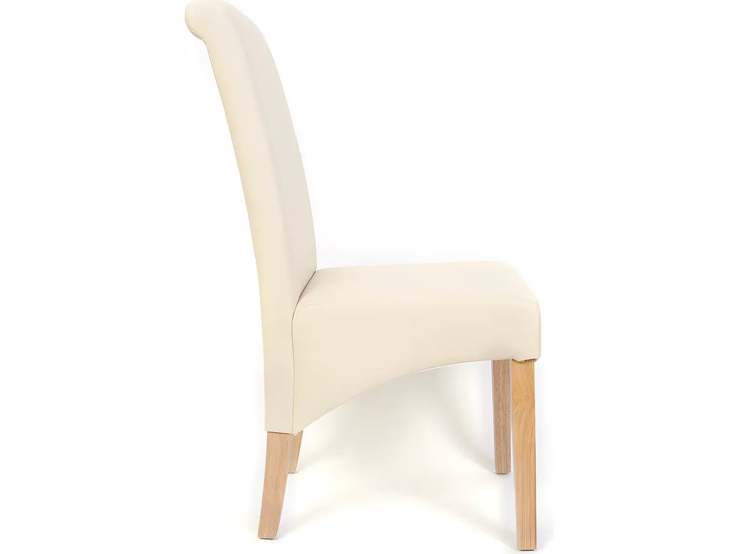 Silla de comedor M37 (juego de 6), piel sintética mate, color crema, patas claras