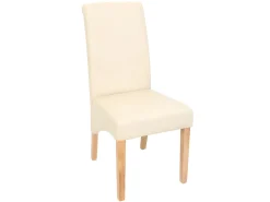 Silla de comedor M37 (juego de 6), piel sintética mate, color crema, patas claras