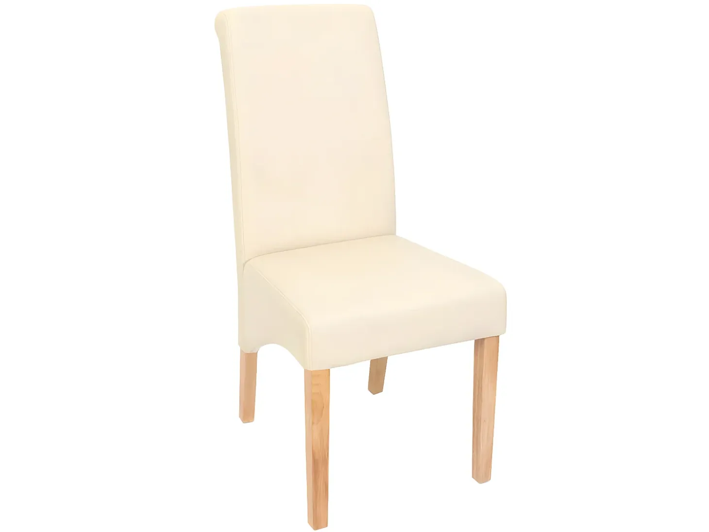 Silla de comedor M37 (juego de 6), piel sintética mate, color crema, patas claras