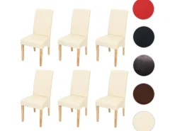 Silla de comedor M37 (juego de 6), piel sintética mate, color crema, patas claras