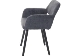 Silla de comedor MCW-A50 II, textil, gris, patas oscuras