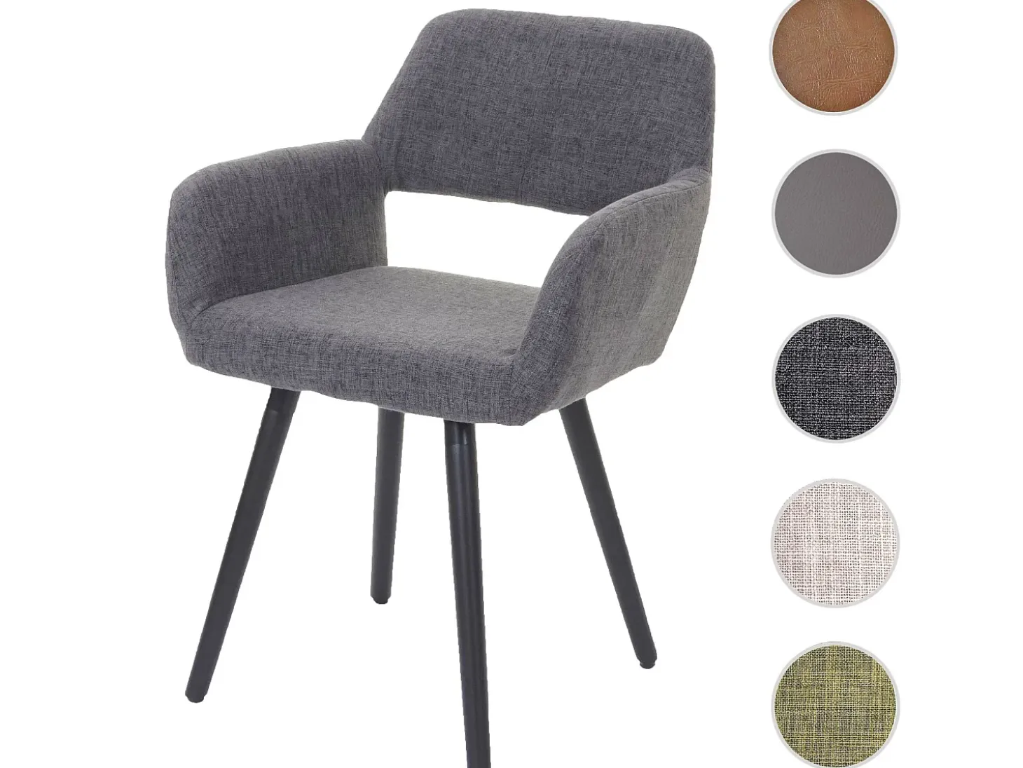 Silla de comedor MCW-A50 II, textil, gris, patas oscuras