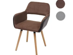 Silla de comedor MCW-A50 II, imitación cuero/tela, marrón claro, patas claras