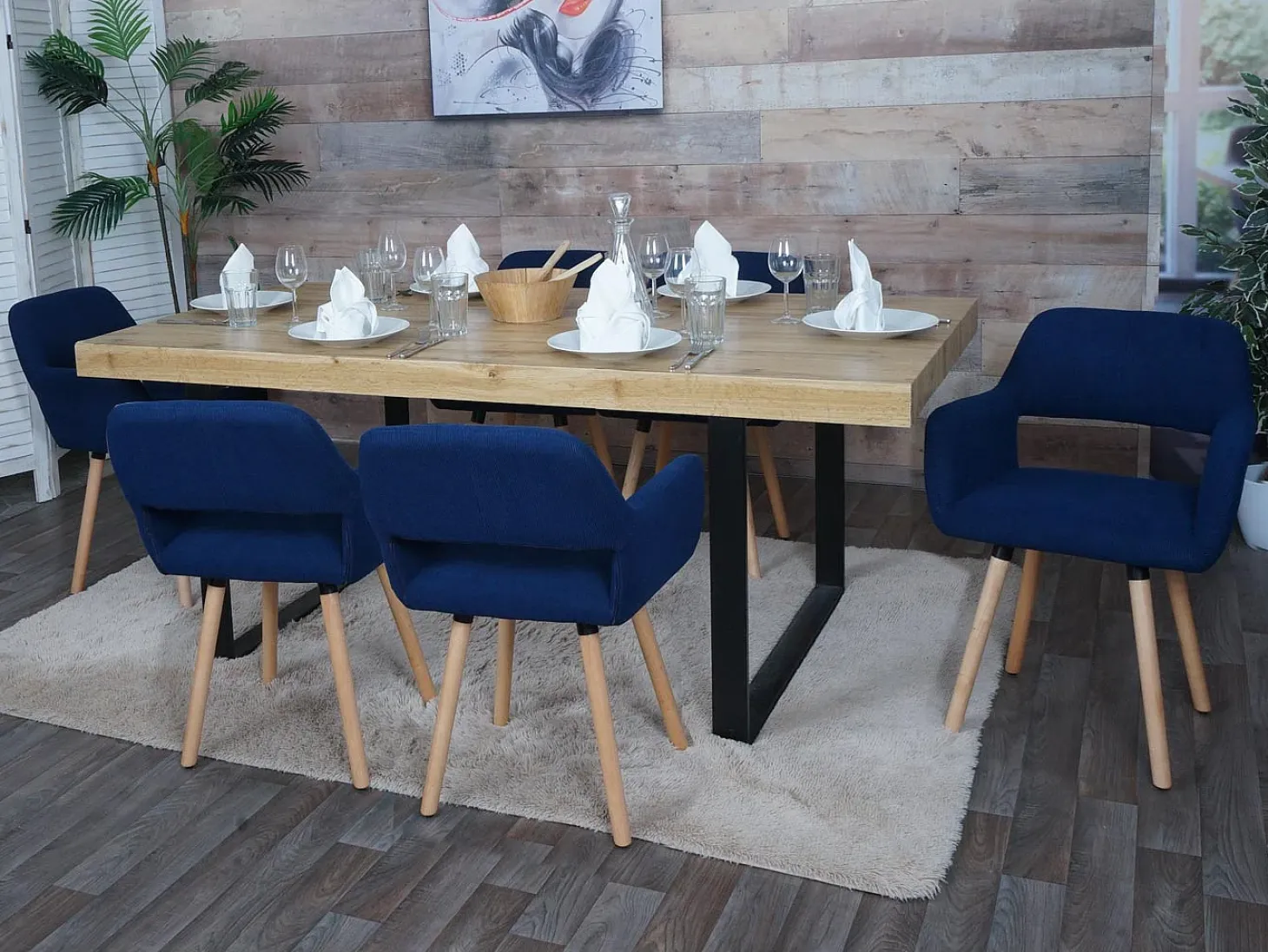 Silla de comedor MCW-A50 II (juego de 6), azul
