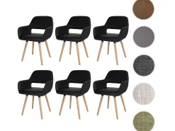 Silla de comedor MCW-A50 II (juego de 6), piel sintética, negra, patas claras