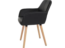 Silla de comedor MCW-A50 II, polipiel, negro, patas ligeras