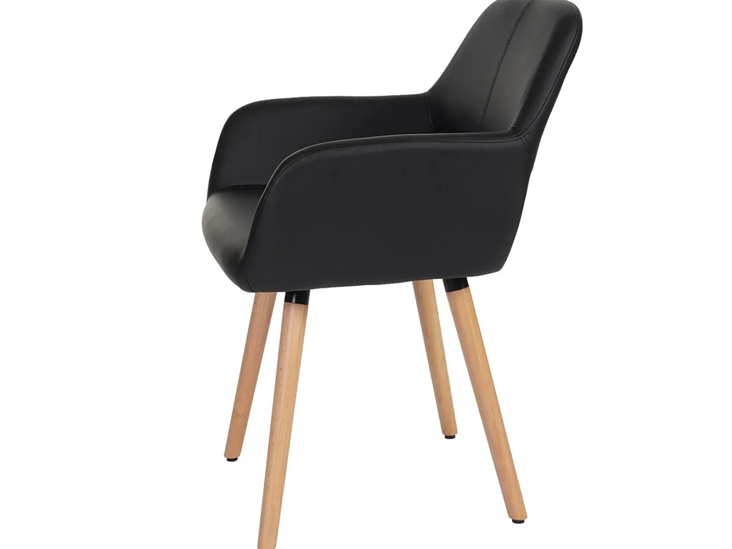 Silla de comedor MCW-A50 II, polipiel, negro, patas ligeras