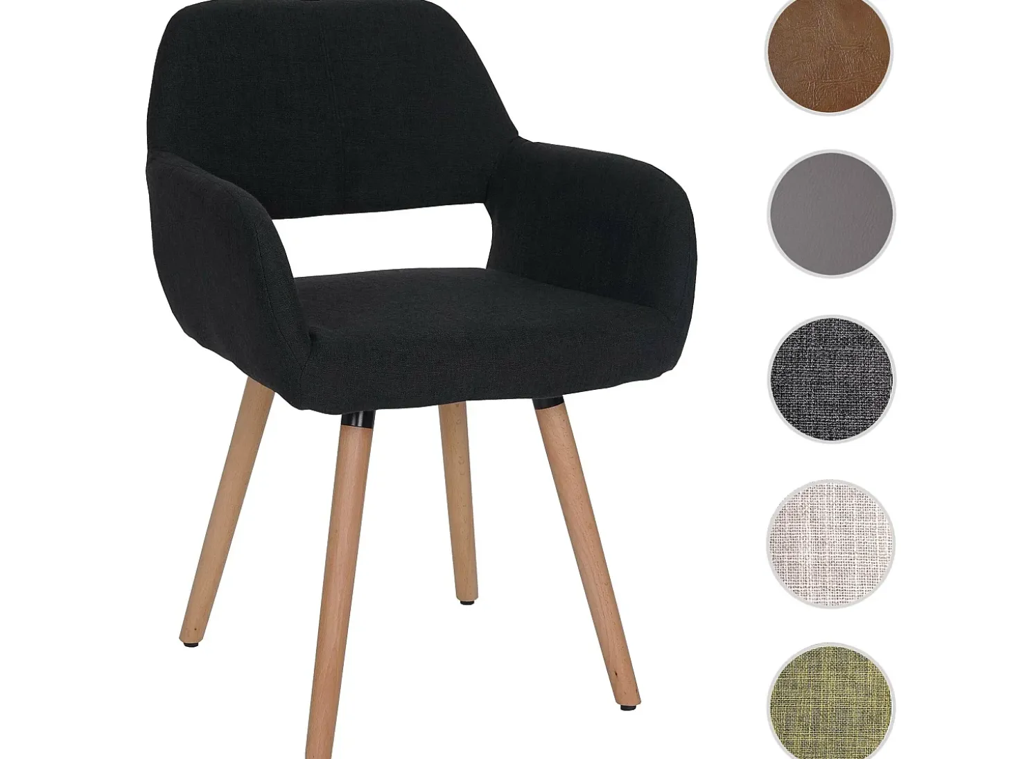 Silla de comedor MCW-A50 II, textil, negro-gris, patas claras