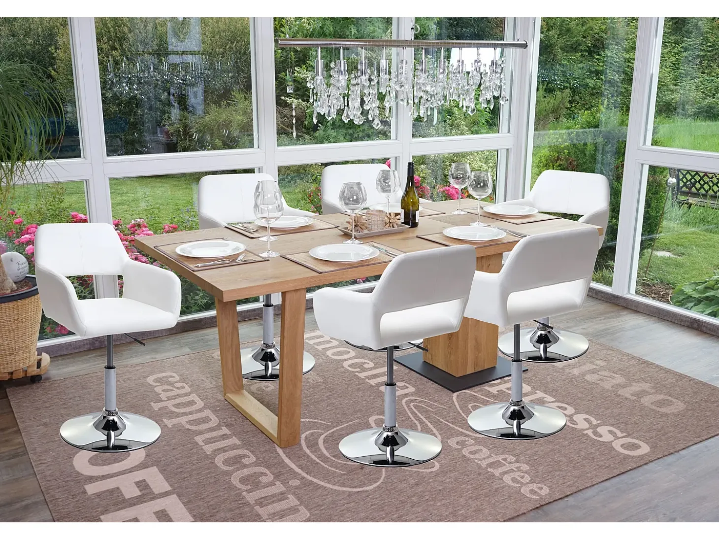 Silla de comedor MCW-A50 III, blanco, base cromada