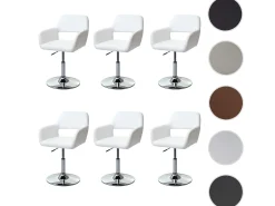 Silla de comedor MCW-A50 III (juego de 6), blanco, base cromada