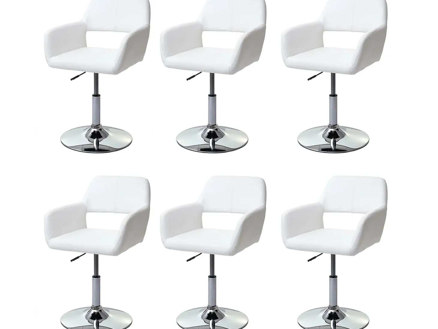 Silla de comedor MCW-A50 III (juego de 6), blanco, base cromada