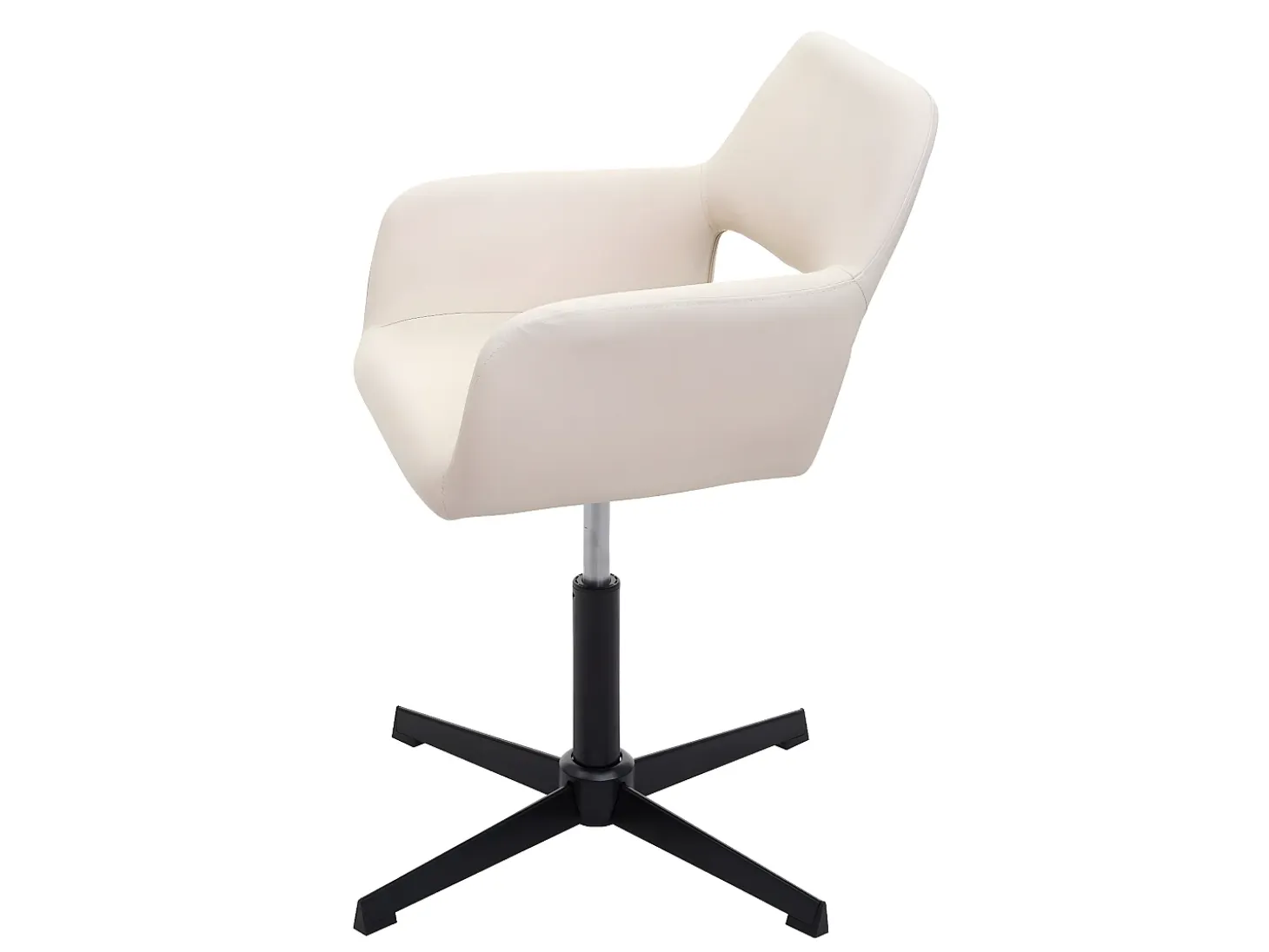Silla de comedor MCW-A50 IV (juego de 6), polipiel color crema, base negra