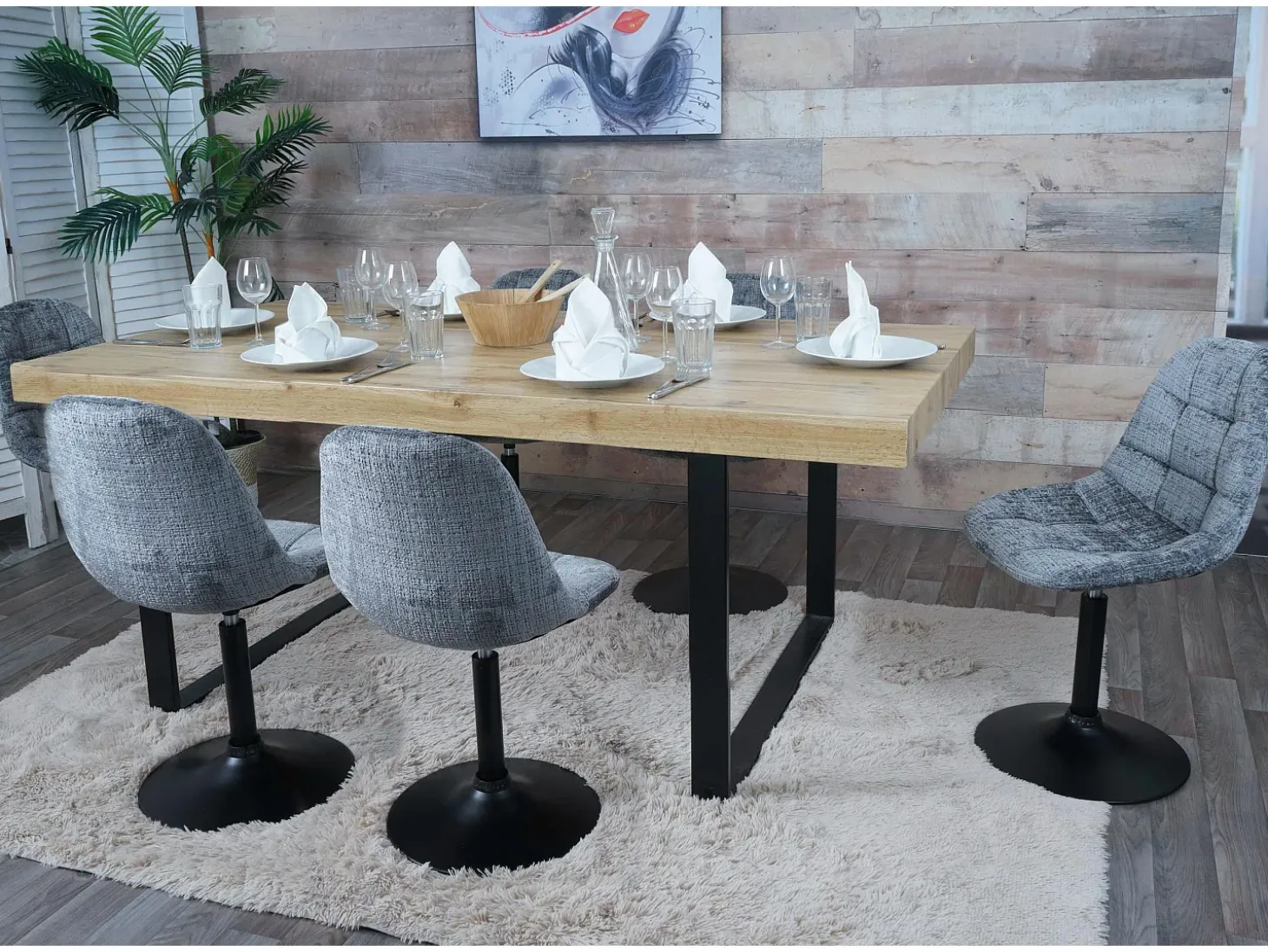 Silla de comedor MCW-A60 (juego de 6), gris oscuro