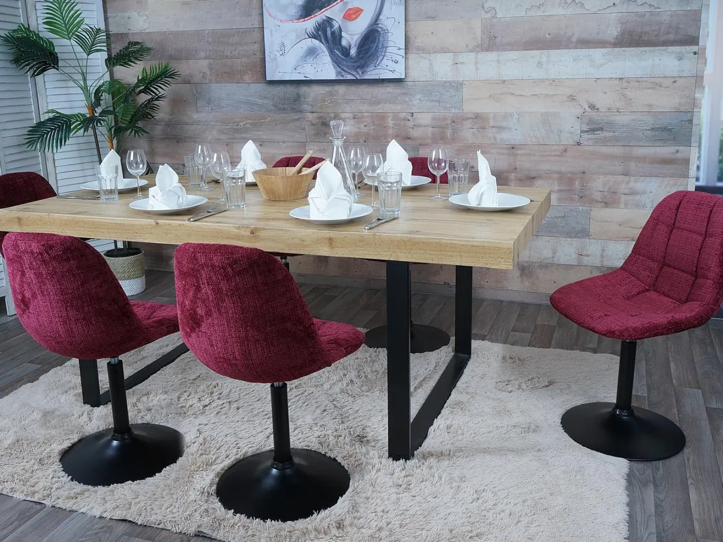 Silla de comedor MCW-A60 (juego de 6), burdeos