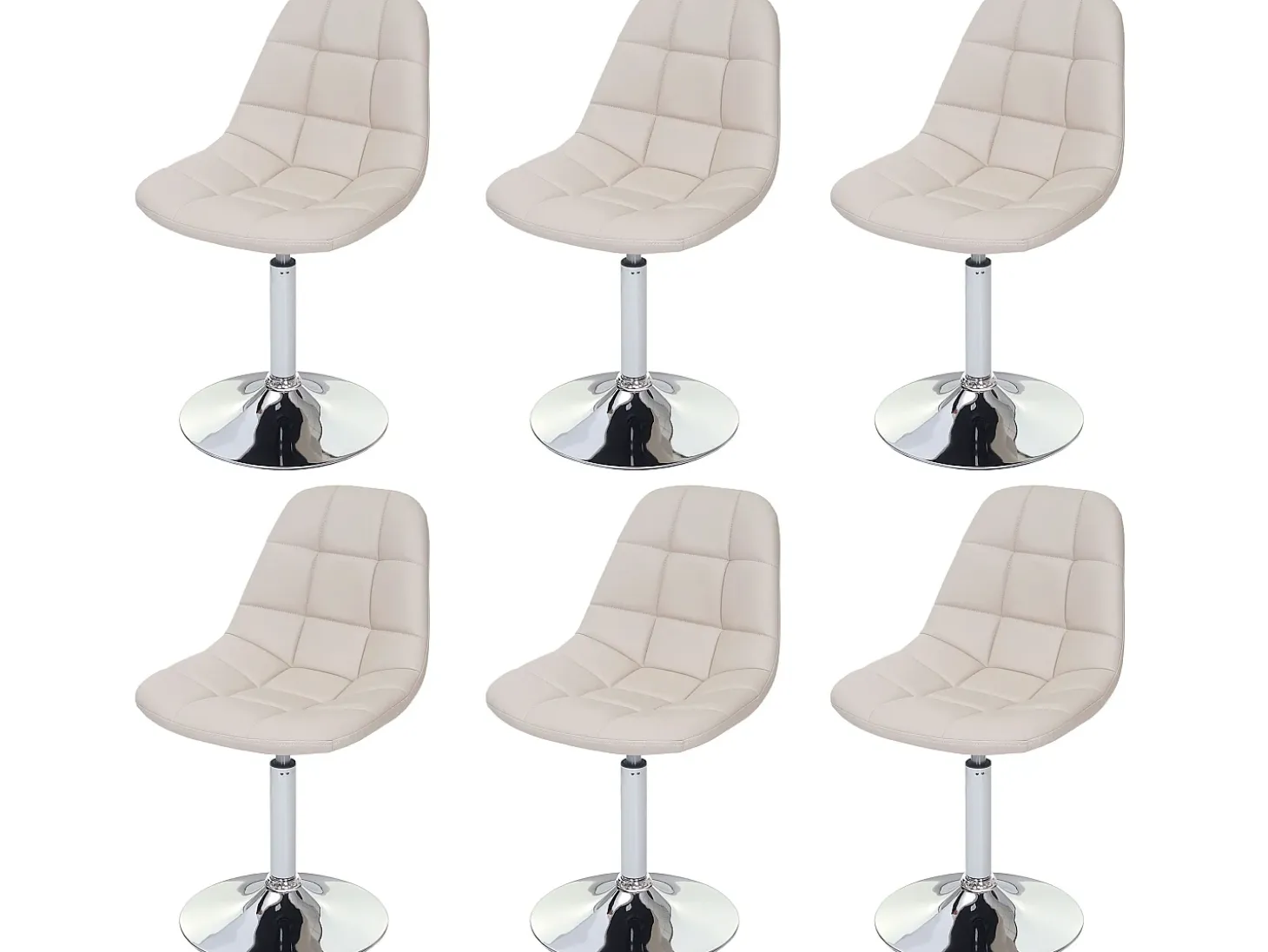 Silla de comedor MCW-A60 (juego de 6), polipiel crema
