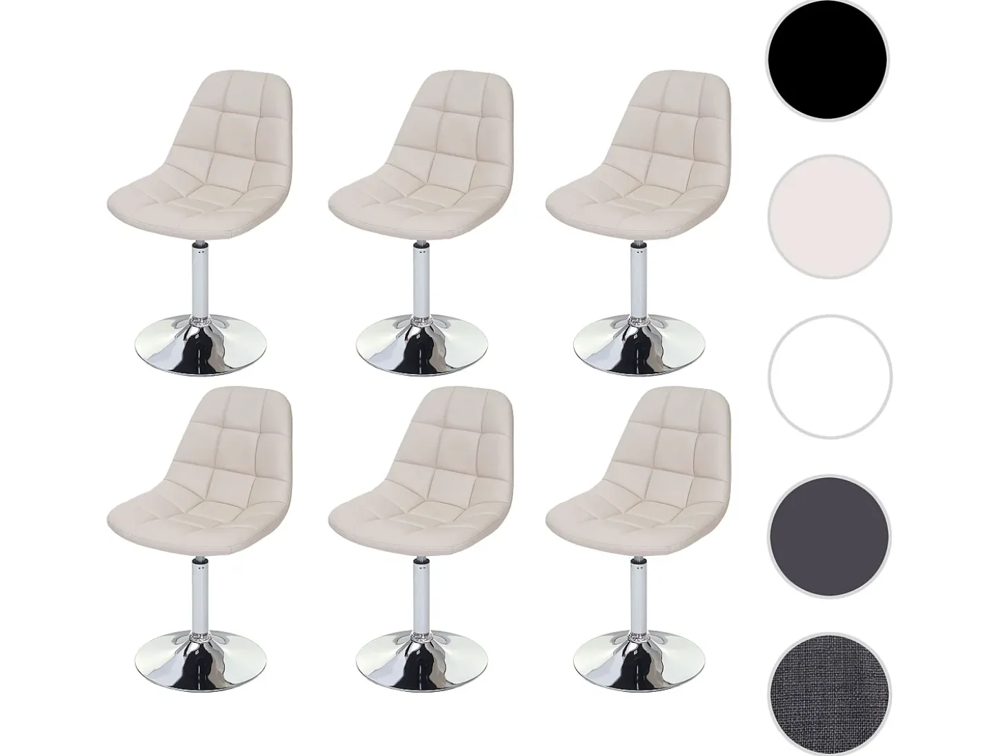 Silla de comedor MCW-A60 (juego de 6), polipiel crema
