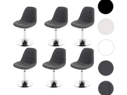 Silla de comedor MCW-A60 (juego de 6), textil gris claro
