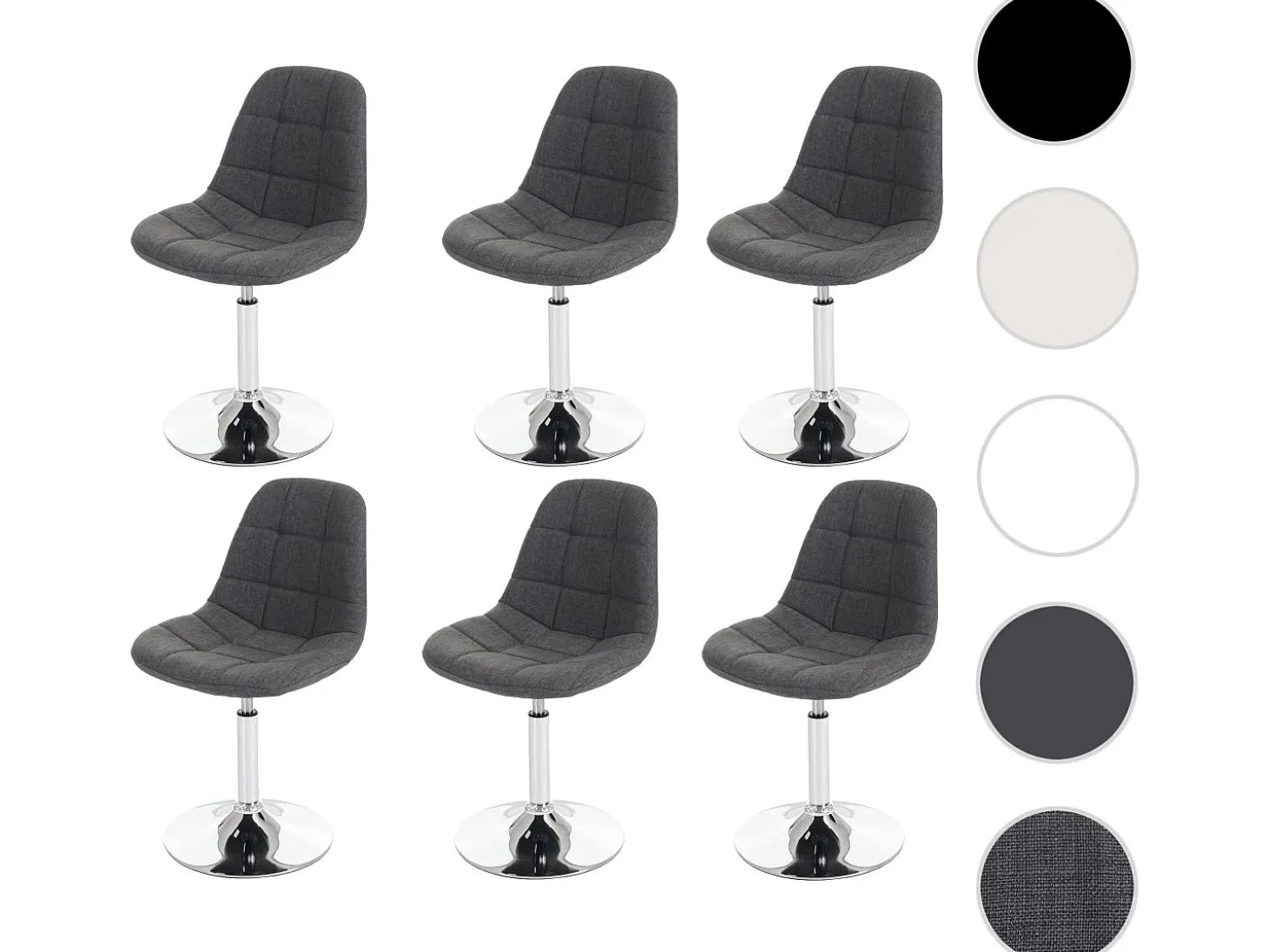 Silla de comedor MCW-A60 (juego de 6), textil gris claro