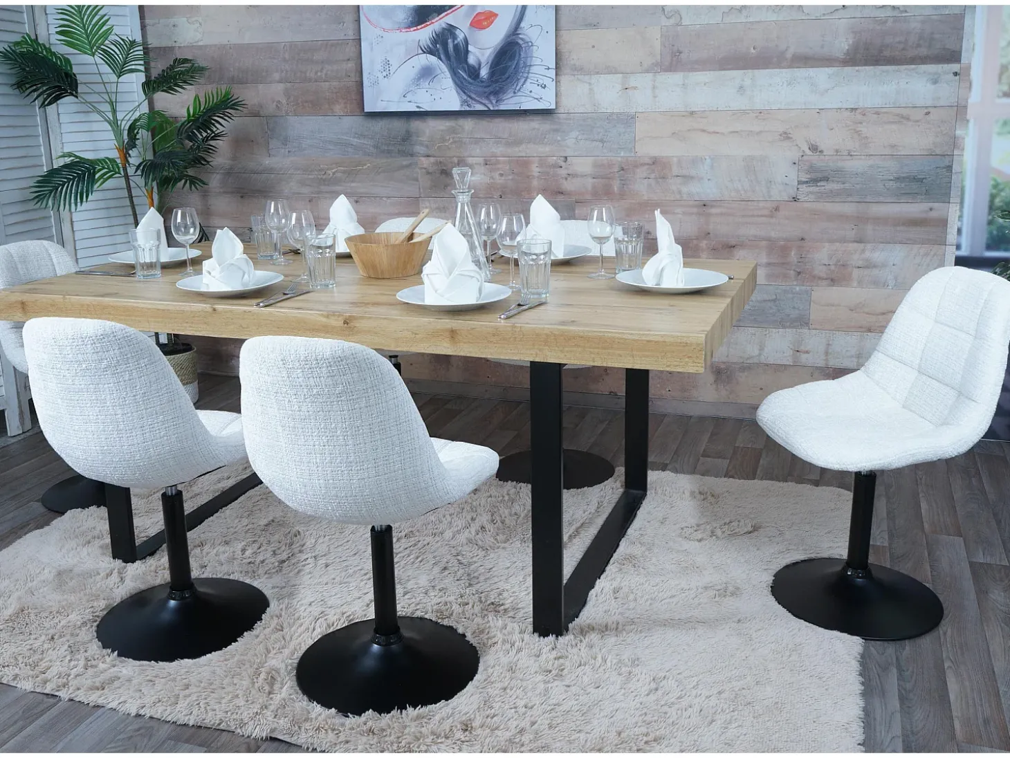 Silla de comedor MCW-A60 (juego de 6), crema