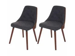 Silla de comedor MCW-A75 (set de 2), textil gris