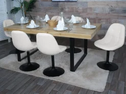 Silla de comedor MCW-A60 (set de 2), beige