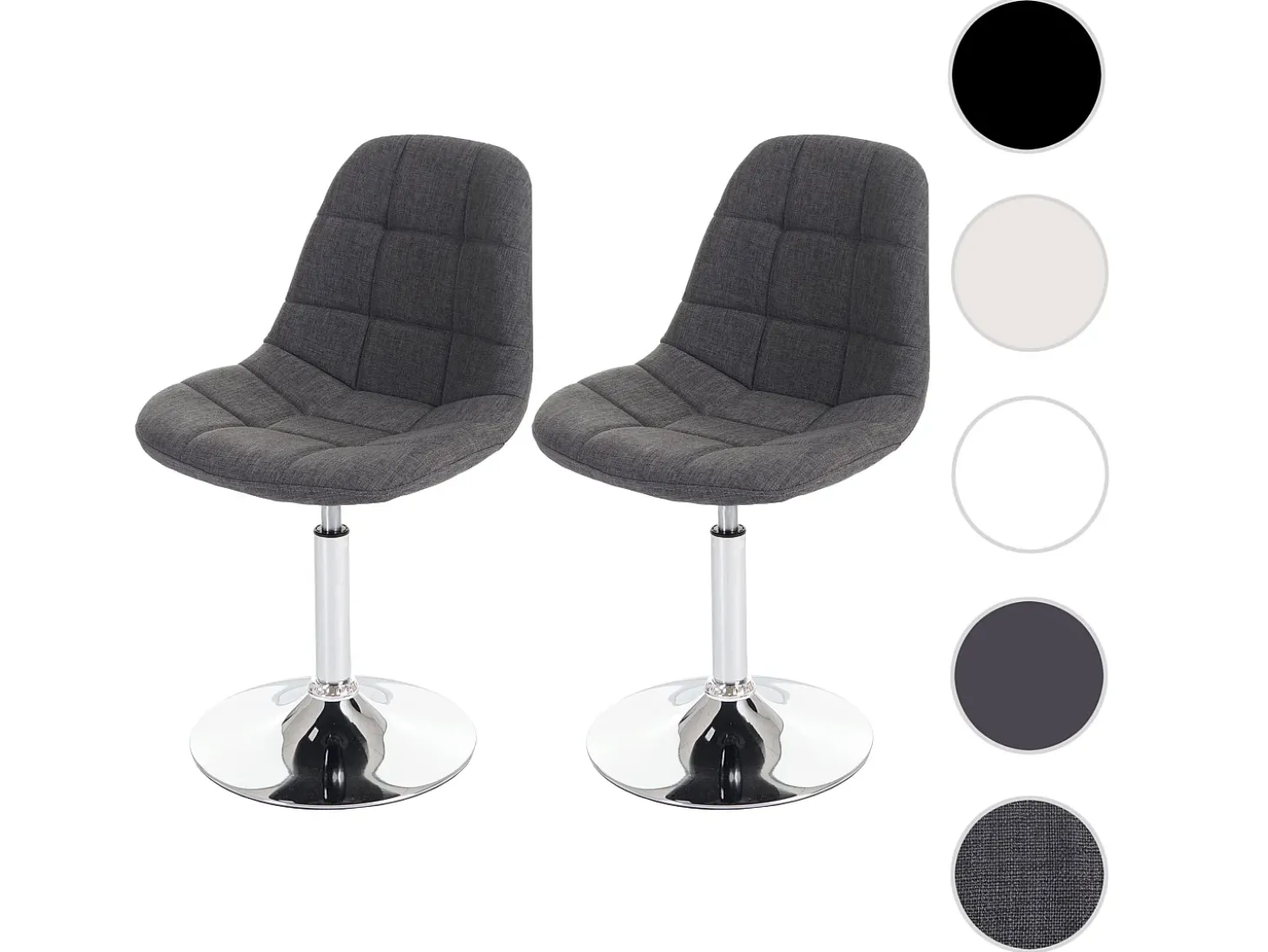 Silla de comedor MCW-A60 (set de 2), textil gris claro