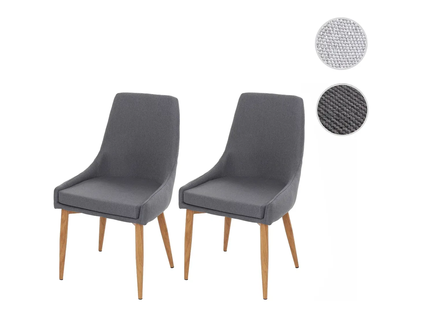 Silla de comedor MCW-B44 II (set de 2), tela/textil gris oscuro
