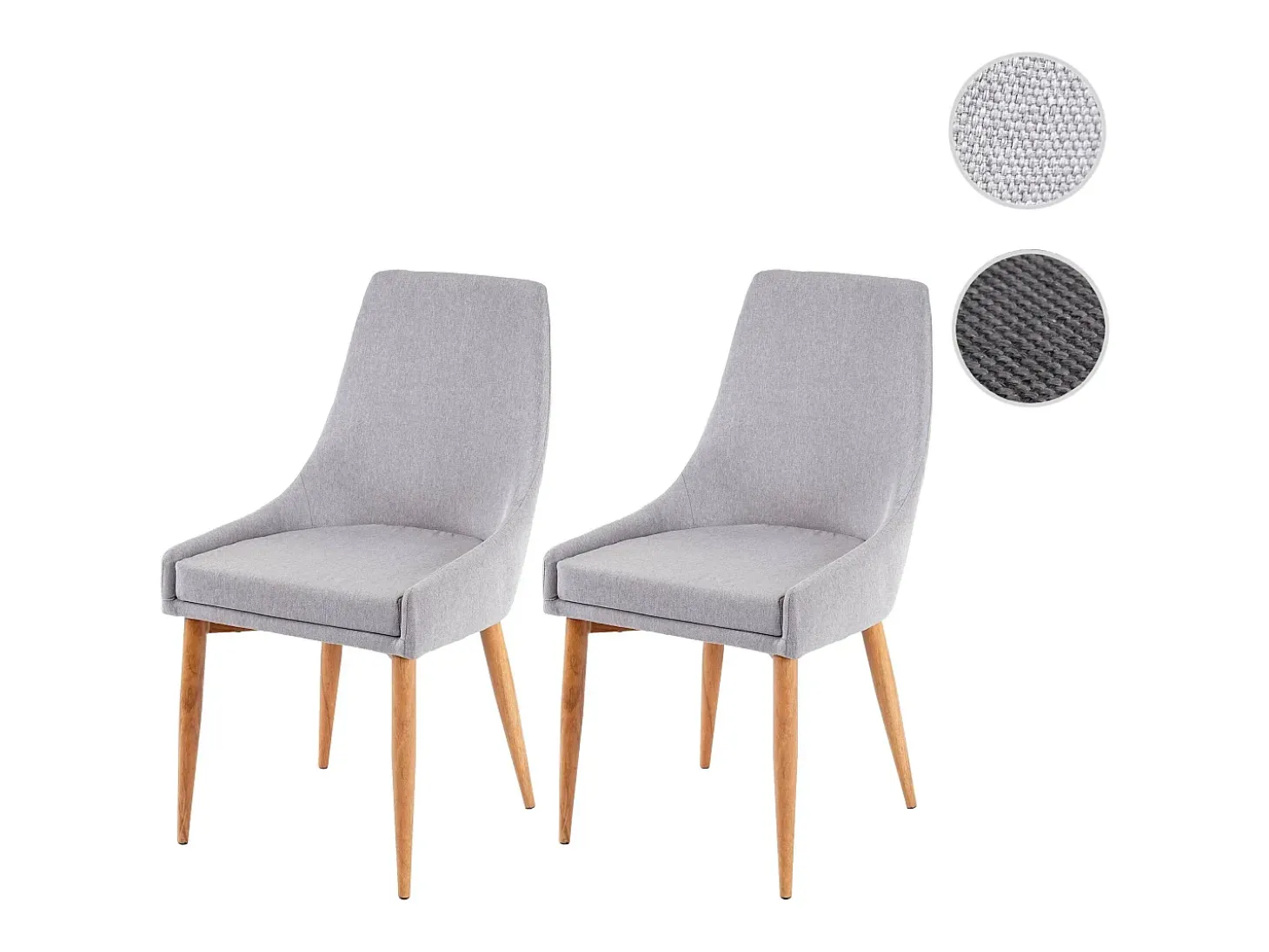 Silla de comedor MCW-B44 II (set de 2), tela/textil gris